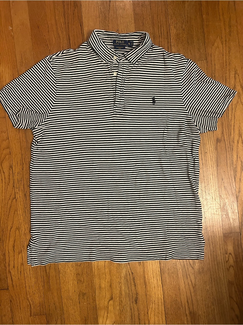 Ralph Lauren Navy and White Narrow Stripe Polo